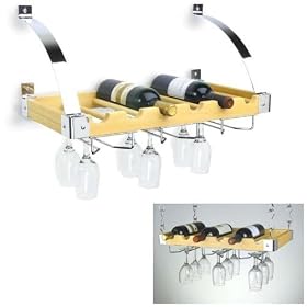 Concept Housewares 6 Bottle Wall Ceiling Mount Glass and Wine Rack by Concept