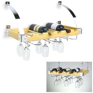 Concept Housewares 6 Bottle Wall Ceiling Mount Glass and Wine Rack by
