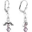 Handmade June Birthstone Angel Silver Plated Earrings MADE WITH SWAROVSKI ELEMENTS