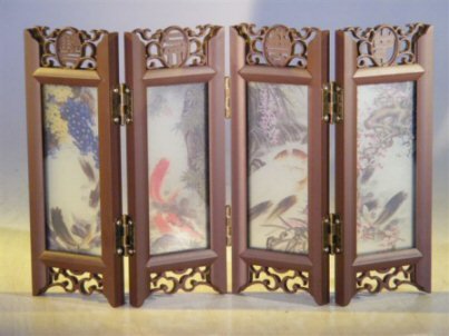 Bonsai Boy's Mini Shoji Screen With Glass Framed Pictures of Japanese Koi on Both Sides