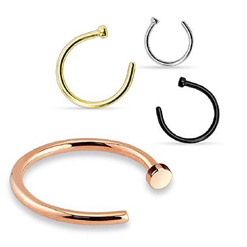 Nose Ring Hoop 4 Pieces Pack Stainless Steel 20G
