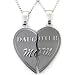 Mom Daughter Break Apart Heart Necklace Pendant Set of (2) Half Heart Pieces with (2) 19" chains. Stainless Steel - Gift for Mother or Daughter (with FREE Velvet Pouch)_Best Seller Necklace