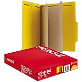 Universal Pressboard Classification Folders, Letter, Six-Section, Yellow, 10/Box (10304)