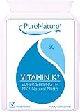 Vitamin K2 MK-7 Derived from Natural Natto 100mcg Highest Strength and Quality UK manufactured to Premium standards 60 Vegetarian Capsules non-GMO, organic, allergen-free, and a stable fermentation process