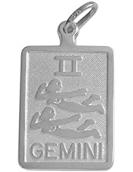 10 Karat White Gold Gemini Zodiac Pendant with Chain