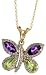 14k Gold 18" Chain & 1/2" (13mm) tall Butterfly Pendant, w/ 0.25 Carat Brilliant Cut Diamonds & 1.50 Carats Marquise Cut Amethyst Stones & Pear Cut Peridot Stones