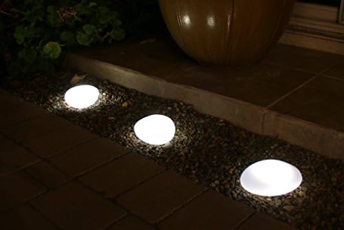 Solar Path Stones - Waterproof Solar Garden Path Stone Markers - Set of 3 Ishicoro LED Lamps