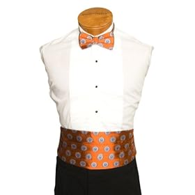 Illinois Cummerbund and Bow Tie Set - University of Illinois Orange Cummerbund Set with Illini Logo