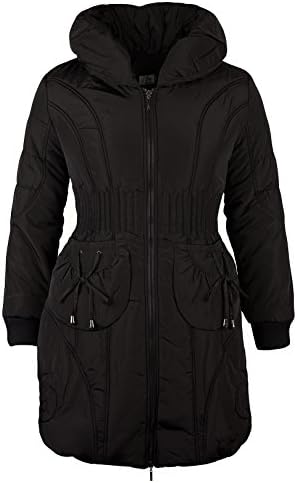 Ror Clothing Women's Wadded Fitted Waist Bell Bottom Long Jacket Black 12