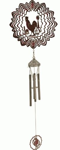 2-in-1 Rooster Spinning Wind Spinner with Windchime and a Small Hanging Ornament Spinner on Bottom 28.5" 2-in-1 Rooster Spinning Wind Spinner with Windchime and a Small Hanging Ornament Spinner on Bottom 28.5"