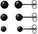 3 Pairs Black IP Plated Surgical Steel 4mm, 5mm and 6mm Ball Stud Earrings for Kids