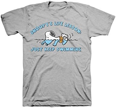 Peanuts Snoopy's Life Lesson - Just Keep Swimming Gray T-Shirt
