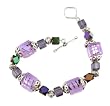 Bracelet - B7 - Handmade Murano Glass & Fire-Polished Beads - Lg Cubes - Toggle Closure ~ Purple