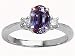 1.70 cts Lab Created Alexandrite and Genuine Diamond Engagement Ring - 14kt White or Yellow Gold