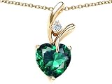 1.95 cttw 925 Sterling Silver 14K Yellow Gold Plated Created Heart Shaped Emerald Pendant