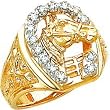 14K Gold Horse Head & Diamond Horseshoe Mens Ring Size 10
