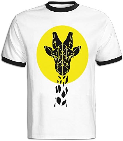 Geometric Giraffe Men Baseball T-shirt Black