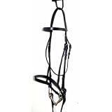 NEW Black Flat Hunt Leather Snaffle Bridle w Laced Rein