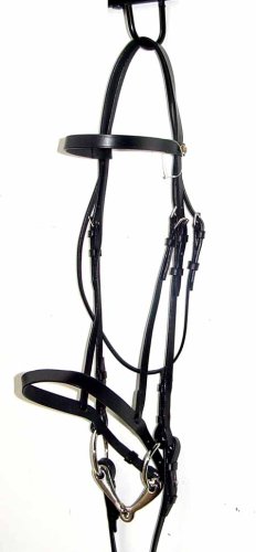 NEW Black Flat Hunt Leather Snaffle Bridle w Laced Rein