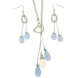 Necklace Earring Lariat Style Sterling Silver Blue Stones CZ Gift 16-18 Inches Set Bucasi
