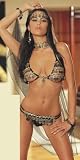 Sexy Belly Dancer Lingerie Costume - Open Cup Bra, G-String, Headband and Cape
