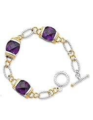 Sterling Silver Vermeil Purple CZ Bracelet - 7.5 Inch