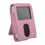 Premium Leather Case w/ Kick Stand for Creative Zen Vision M, Pink