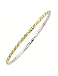 Sterling Silver Stackable Expressions Twisted Yellow Enamel Bangle Bracelet - Stackable Jewelry Collection