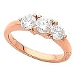 18K Rose Gold Diamond Three-Stone Engagement Ring - 1.00 Ct.