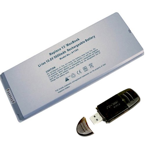 Apple MacBook 13 inch A1185 MA561 MA561FE/A White 5600mAh 9 Cells Replacement Laptop Notebook Battery P/N: MA254*/A MA255 MA699 MA700 MB061*/A MB062J/A MB062LL/A come with a USB 2.0 SD Card reader as a free gift w/ Free Super Saver Free shipping