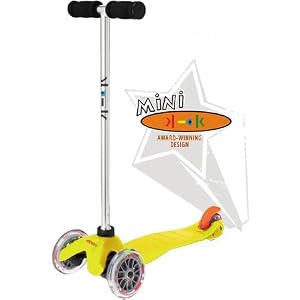 Mini Kick Scooter - YELLOW, for kids age 3-5, winner of the Oppenheim Toy Portfolio Gold... by Kickboard USA