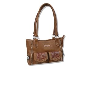 Wrangler� Dusty Rose Tooled Western Leather Tote