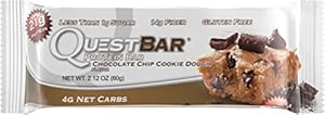Quest Nutrition Protein Bar, Chocolate Chip Cookie Dough, 21g Protein, 2.1 oz Bar, 12 Count