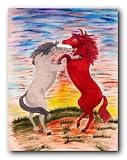 Fighting Stallions - Iron on Transfer
