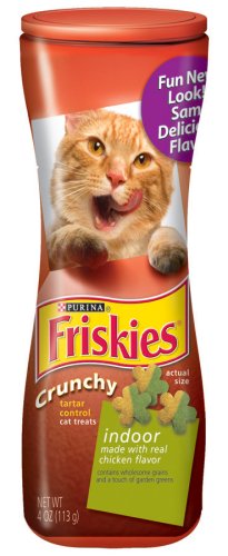 Friskies Cat Treats Crunchy Indoor Chicken Flavor, 4-Ounce Container (Pack of 10)