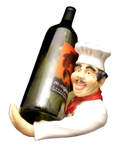Funny chef waiter wine bottle holder