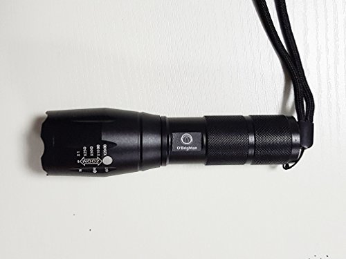 O’Brighton Best and Brightest LED Tactical Flashlight, Zoomable Adjustable Focus, 5 Modes 1000 Lumens, Water Resistant, Outdoor Torch with Rechargeable 18650 Lithium Ion Battery and Charger