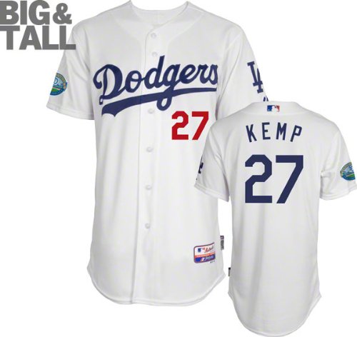 Matt Kemp Jersey: Big & Tall Los Angeles Dodgers #27 Home White Authentic Cool Baseâ
