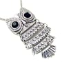 Unique ZAD Large Antique Silver Tone Owl with Black Eyes on Long 30" Chain
