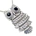 Unique ZAD Large Antique Silver Tone Owl with Black Eyes on Long 30" Chain