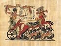 New Ancient Egyptian Papyrus Art Painting of King Tut Fighting - Made In Egypt