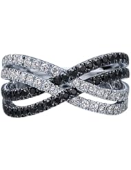 Ze Sterling Silver 5/8ct tw Black and White Diamond Wrap Ring.