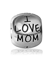 I Love Mom Bead, Engraved in Sterling Silver