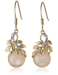 18k Yellow Gold Plated Sterling Silver Quartz Diamond Accent Dangle French Wire Earrings