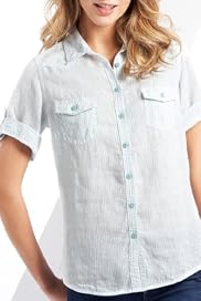Pure Linen Short Sleeve Stripe Woven Shirt [T41-7005B-S]
