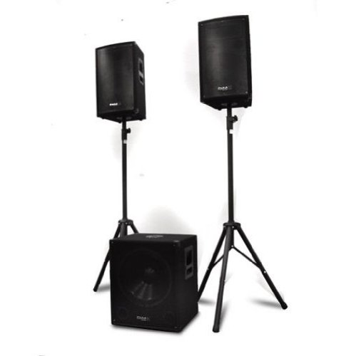 2.1 aktives PA Set 1x Subwoofer 2x Satellit 2x Stativ 1200W