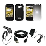 EMPIRE Black Rubberized Snap-On Cover Case + Mirror Screen Protector + Car  ....