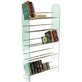 Luxor - 5 Tier Media Storage Shelf Rack - Glass / Chrome