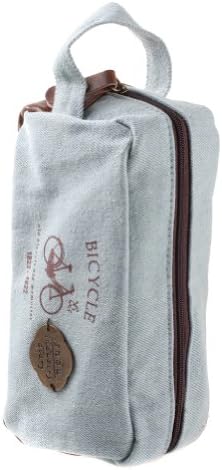 NSSTAR Large Retro Vintage Pattern Pencil Case Bag Holder Pouch Carrier Cosmetic Makeup Pouch Card Pocket (Blue Bicycle)