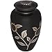 Sunflower Funeral Cremation Urn for Human Ashes by Liliane - Brass - Suitable for Cemetery Burial or Niche - Large for Remains of Adults up to 200 lbs - Miraflores Black and Gold Rose